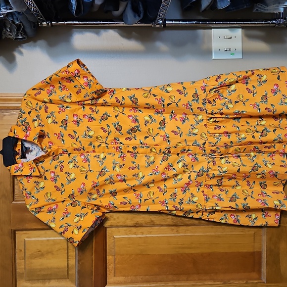 NWOT Donna Morgan Button Front Fruit Print Boho Mini Dress - Picture 2 of 9